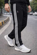 Men’s Black Sports Track Pants with Side Stripes