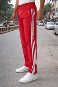 Men’s Red Sports Track Pants with Side Stripes