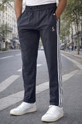 Men’s Light Black Sports Track Pants with Side Stripes